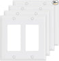 AIDA 2-Gang Decorative Wall Plates, Standard Size 4.53" H x 4.57" L, Unbreakable Thermoplastic, UL Listed - 4 Pack, Glossy White for Outlets & Switches