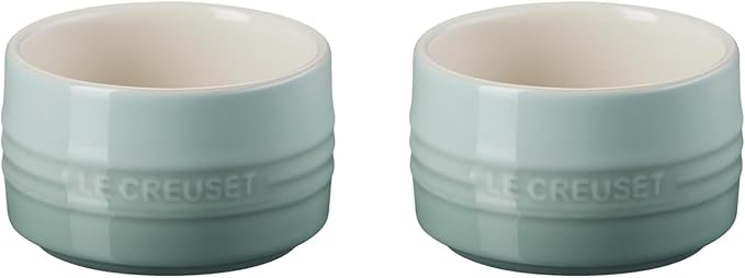 Le Creuset Stoneware Round Ramekin Straight Wall Set of 2, 7 oz. Each, Sea Salt