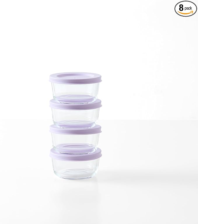 8-Piece Glass Food Storage Containers Set | 1-Cup, Leakproof | Microwave by DuraLiving
