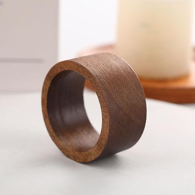6 Pieces Rustic Wooden Napkin Rings Farmhouse Wooden Napkin Holder Ring Rustic - Image 6