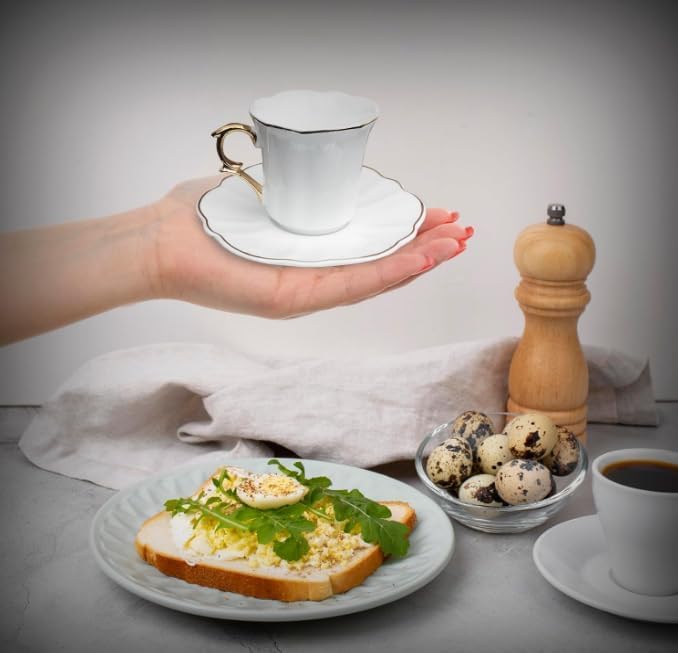 BTaT- Porcelain Espresso Cups Set, 3 oz, 12 Set, Small Coffee Mugs | Elegant - Image 4