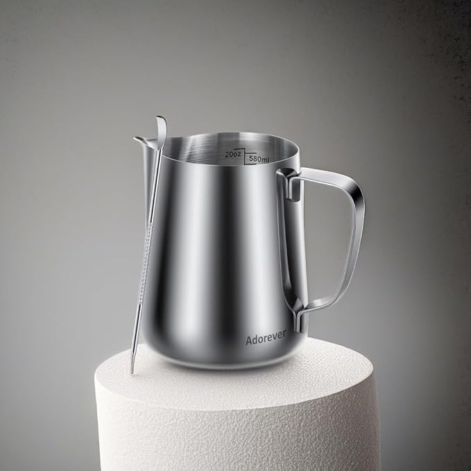 Milk Frothing Pitcher, 20oz Steaming Pitcher Stainless Steel Espresso Machine - Image 5