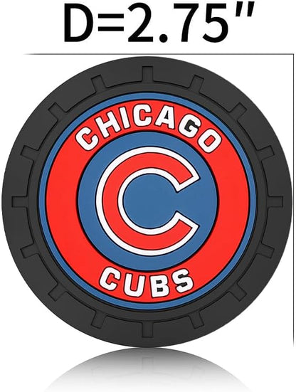 Silicone Cubs Car Cup Holder Coasters,Baseball Fans Car Coasters for Chicago Cubs Fans, Non-Slip Universal Fit Cup Holder Insert