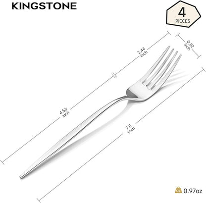 4-Piece Salad Fork Set, 18/10 Stainless Steel Dessert Forks | Mirror Polished - Image 2
