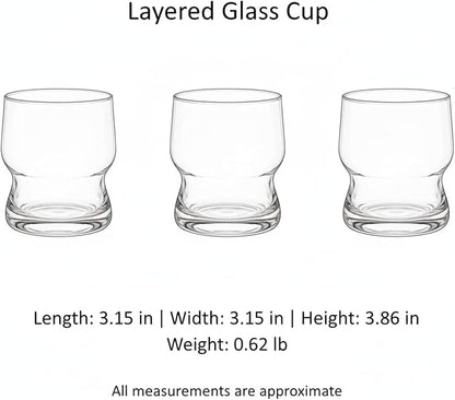 Layered Glass Tumbler with Saucer, Handleless Clear Cup - Image 7