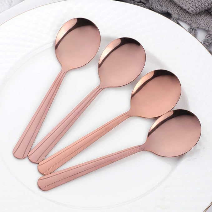 Bouillon Spoons Set of 12, 5.9 Inch Stainless Steel Soup Spoon, Metal Round - Image 3