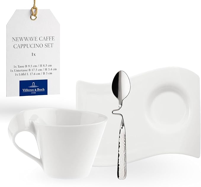 Villeroy & Boch NewWave Caffè Cappuccino Set, 3 Pieces, Premium Porcelain by Unknown