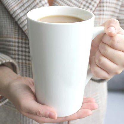 2 Pack 16 OZ Coffee Cup Simple Pure White Ceramic Cup Plain Large Tall White - Image 5