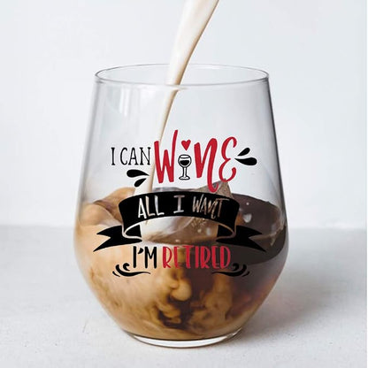 Perfectinsoy I Can Wine All I Want I'm Retired, Retirement Stemless Wine Glass - Image 4
