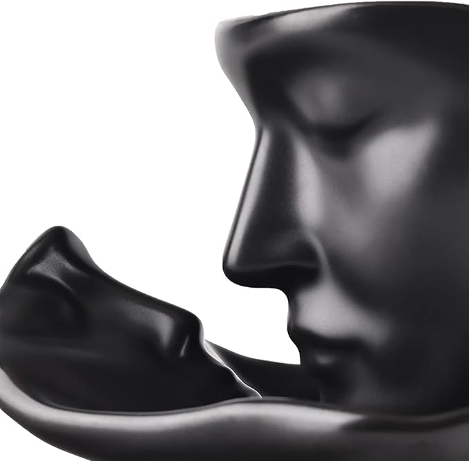 Tea Cup and Saucer Set Ceramic Kissing Couple Coffee Mug Set - Image 3