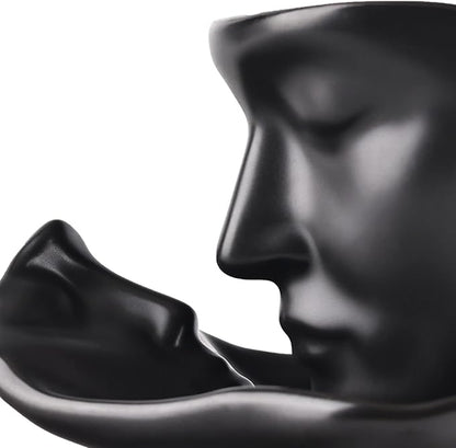 Tea Cup and Saucer Set Ceramic Kissing Couple Coffee Mug Set - Image 3
