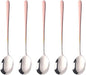 5-pieces Soup Dinner Spoon 8-Inch Rose Gold Metal Korean Spoon Stainless Steel Table Spoons by Buyer Star