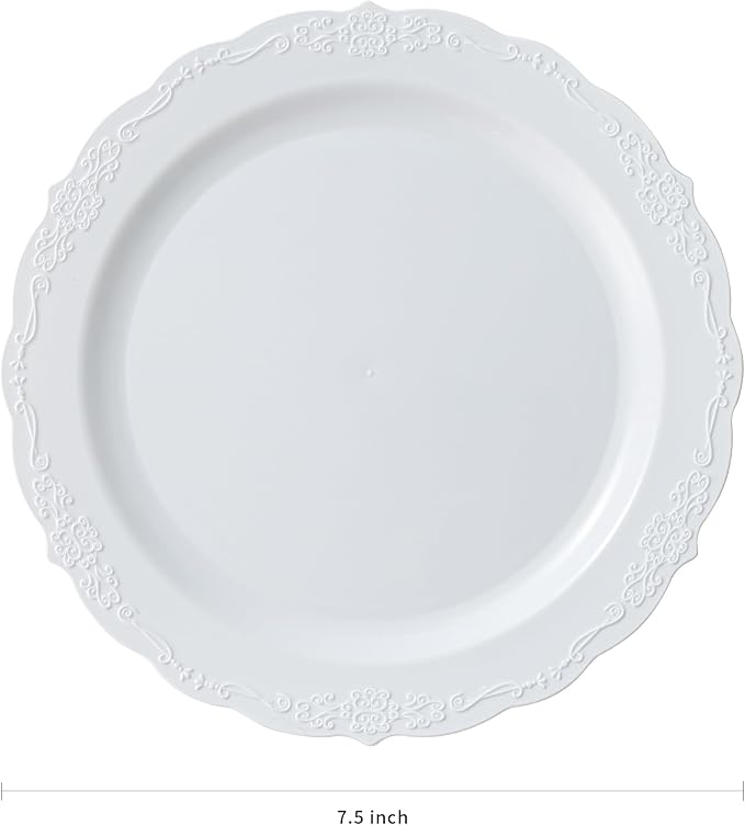 Upassion 100 Pieces White Plastic Plates - Image 3