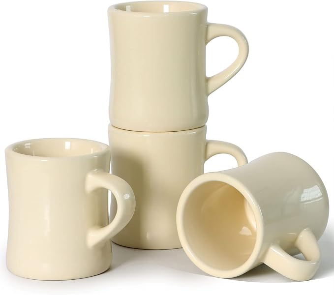 harebe Retro Coffee Cup Set of 4, 10 OZ Heavy Classic Ceramic Diner Mugs Set by harebe