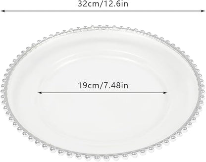 50 Pcs Charger Plates Set, Round Charger Plates, Reusable Serving Plates Embossed Rim Plastic Chargers Plate Decorative Round Plate Chargers for Dinner Plate Table Wedding Shower Decoration