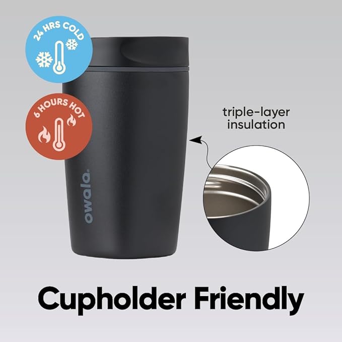 Owala SmoothSip Slider Insulated Travel Coffee Cup 12 oz Very Very Dark - Image 4