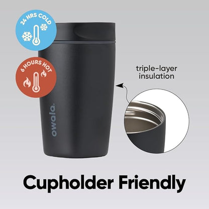 Owala SmoothSip Slider Insulated Travel Coffee Cup 12 oz Very Very Dark - Image 4