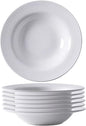 Pasta Bowls Plates Set of 6, 8.5inch Ceramic Plates tableware, Shallow Soup by CHPINDAM