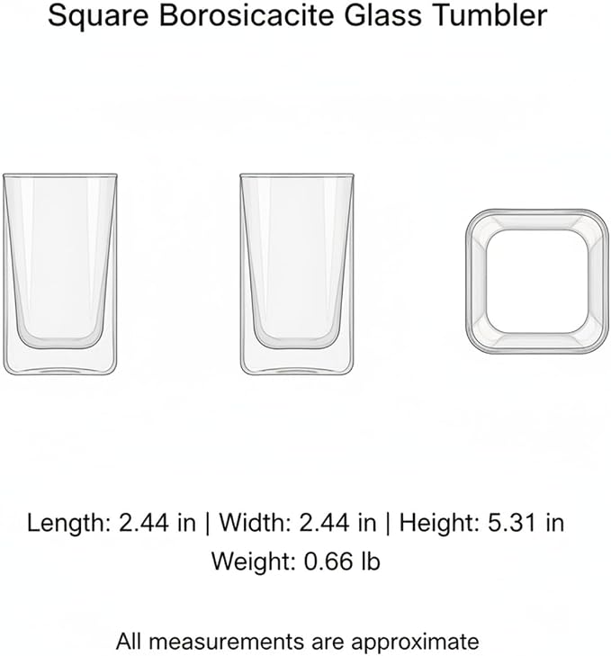 Drinking Cup Square Borosilicate Glass Tumbler Handleless Design - Image 7