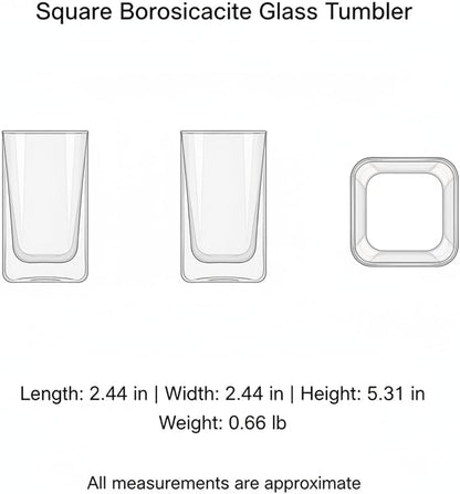 Drinking Cup Square Borosilicate Glass Tumbler Handleless Design - Image 7