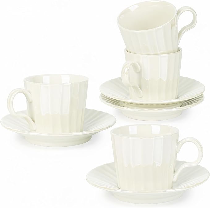 Ceramic Coffee Cup Set, 8 oz Cappuccino Cups by Hebaogugu