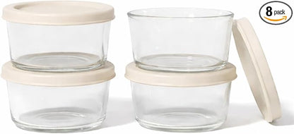 8-Piece Glass Food Storage Containers Set | 1-Cup, Leakproof | Microwave by DuraLiving
