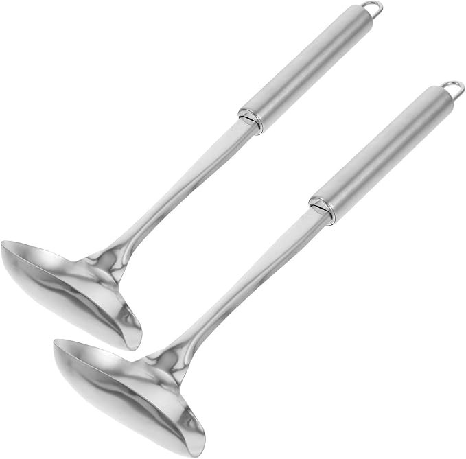 FRCOLOR 2pcs Stainless Steel Duckbill Soup Spoons Long Handle, Smooth Edges by FRCOLOR