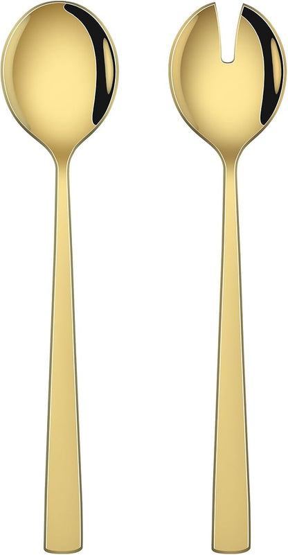 Gold Salad Serving Utensils Set of 2, 9.4 Inch Stainless Steel Salad Tossing by DEHOVKitchen