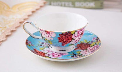 BTaT- Floral Tea Cups and Saucers Set of 4, 7 oz | Porcelain Tea Cup Set - Image 7