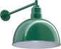 Steel Lighting Co. Hollywood Bowl Light | Outdoor Wall Mounted | 15 inch Bowl Dome | 20 inch Straight Arm | Barn Light Made in America | Green Exterior/White Interior