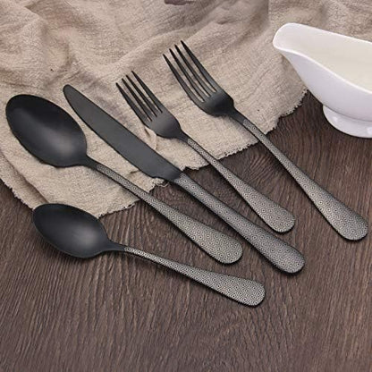 Matte Black Silverware Set, Satin Finish 20-Piece Stainless Steel Flatware Set - Image 6