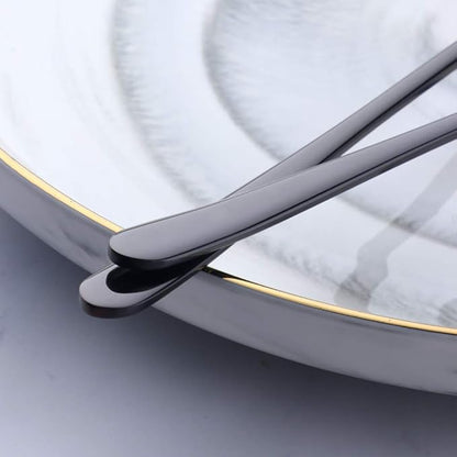 Buyer Star 5-pieces Black Dinner Table Spoons 8-Inch Stainless Steel Metal Korean Soup Spoons