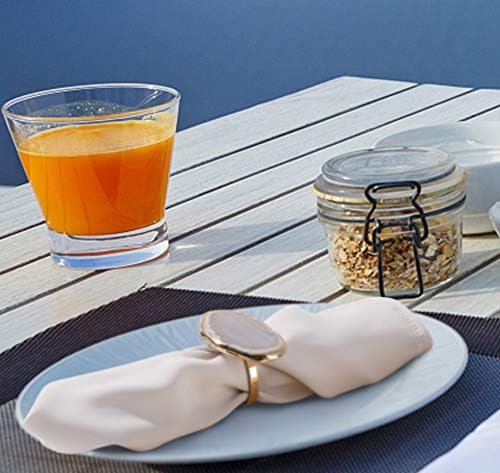Gold Napkin Rings Set of 4, Natural Agate Slice | Dinner Table Decor - Image 5