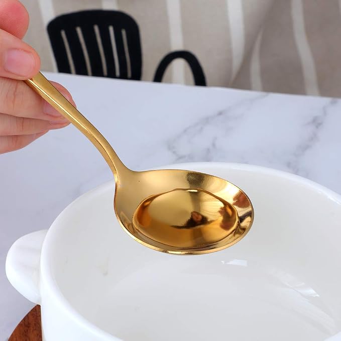 Broth Round Spoon Set, 11-Piece Reusable Stainless Steel Dinner Table Cereal - Image 4