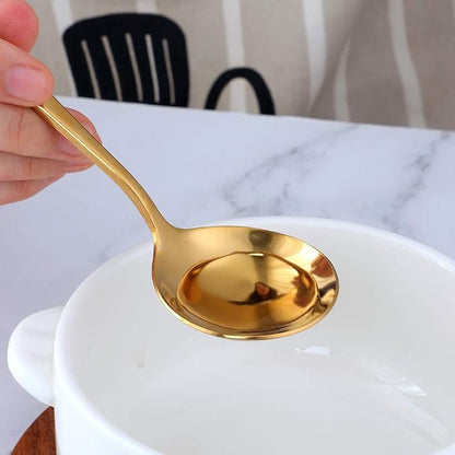 Broth Round Spoon Set, 11-Piece Reusable Stainless Steel Dinner Table Cereal - Image 4