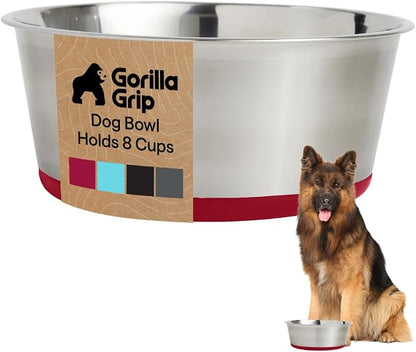 GORILLA GRIP Dog Bowl, Holds 8 Cups, Food Grade 304 Stainless Steel Food and by Unknown