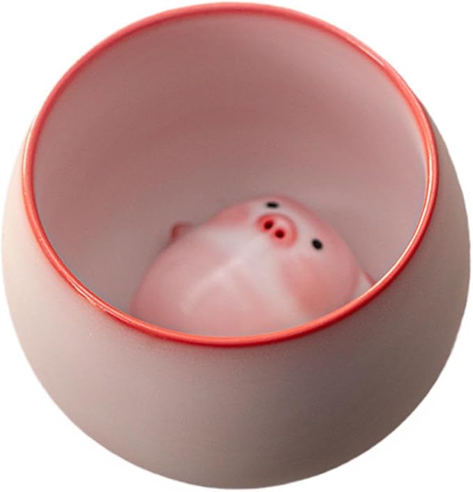Ceramic Tea Cup and Piggy Miniature Figurine Traditional Porcelain Teacup - Image 7
