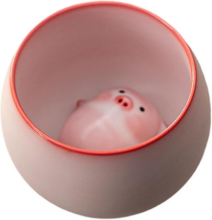 Ceramic Tea Cup and Piggy Miniature Figurine Traditional Porcelain Teacup - Image 7