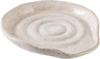 Ceramic Spoon Rest for Stove Top, Ceramic Spoon Holder for Kitchen Counter, 5 Inches Coffee Spoon Holder Utensil Rest for Cooking, White Gifts for Women Men