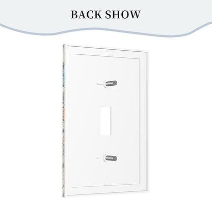 Decorative Light Switch Cover Vintage Colorful Floral Butterfly Flowers 1 Gang Wall Plate Cover Single Toggle Outlet Covers Switchplate Electrical Faceplate for Bathroom Bedroom Decor（2 Pack）