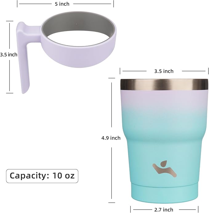 Konokyo 10 oz Tumbler with Handle and Straw, Insulated Travel Mug | Lavender - Image 4