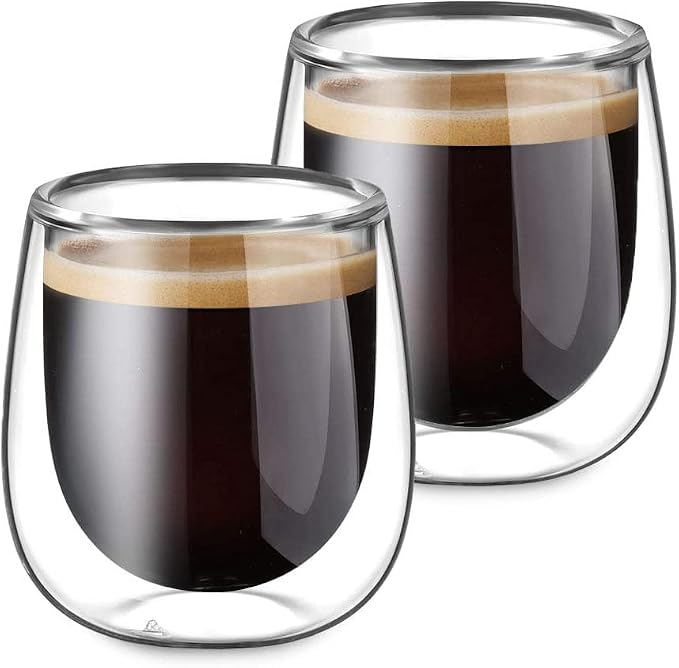 glastal Espresso Cups 4 oz Double Walled Glasses Coffee Mugs Set of 2, German by glastal