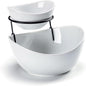 UNICASA Serving Bowls Set, 2 Tier Chip and Dip Bowls with Metal Rack Stand for Fruit, Salad, Candy, Snacks - Ceramic Tiered Appetizer Serving Dishes Food Display Stand for Parties, Kitchen