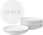 7 Inch Ceramic Dessert Plates Set of 12, White Round Appetizer Plate with Rim, Porcelain Small Dinner Plates for Snacks, Side Dishes, Fruit, Microwave Oven and Dishwasher Safe