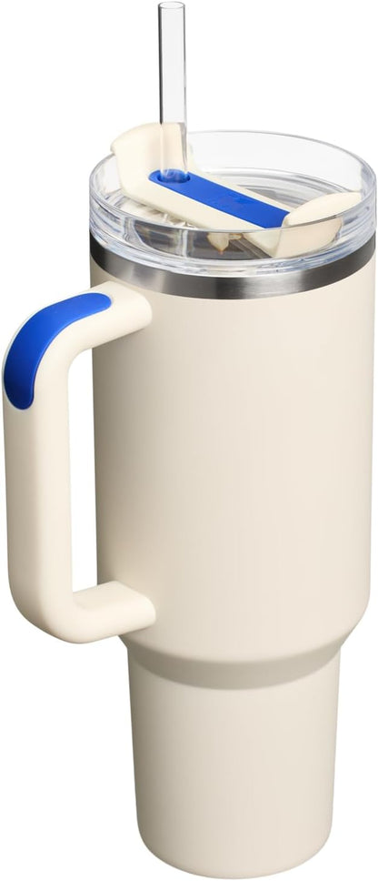 STANLEY Quencher H2.0 Flow State Tumbler, 40 oz, Cream Royal | Handle and Straw - Image 3