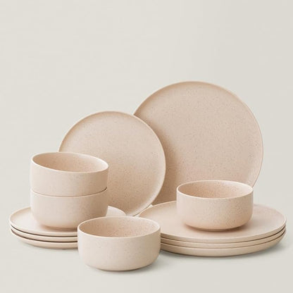 WENSHUO Dinner Plates Set of 6, Chip and Scratch Resistant (Oat Beige, 10.5 Inch)