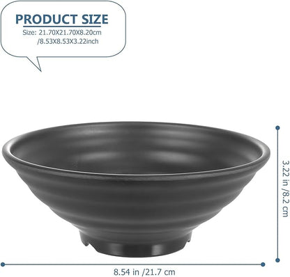 Creative Asian Style Noodle Bowl Set with Spoon and Chopsticks, Melamine Soup and Noodle Bowls, 1009L Capacity, Black, Restaurant Kitchen Tableware for Asian Dishes and Home Use