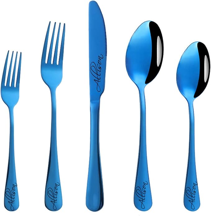 Stainless Steel Customized Flatware Set, Engraving Name Knife Forks Spoon by Unknown