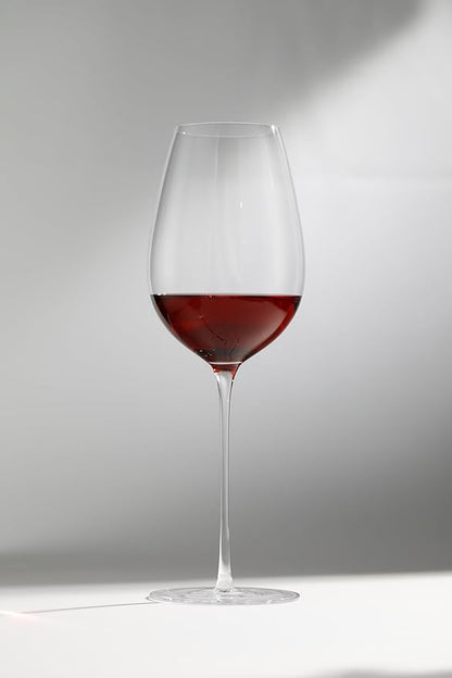 Red Wine Glasses Set of 4, 22oz, Hand Blown Premium Crystal Wine Glasses, Clear Stem,Thin Rim, - Perfect for Red or White, Daily Use,Unique Wedding Anniversary or Birthday Gift