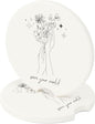 Absorbent Soapstone Car Coaster, Save Your World, Minimalist Black and White Floral Design, Ceramic Coaster